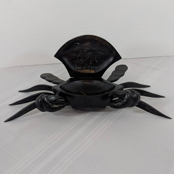 Large hand-carved wooden crab trinket holder from Philippines - 14 inch - Picture 5 of 10